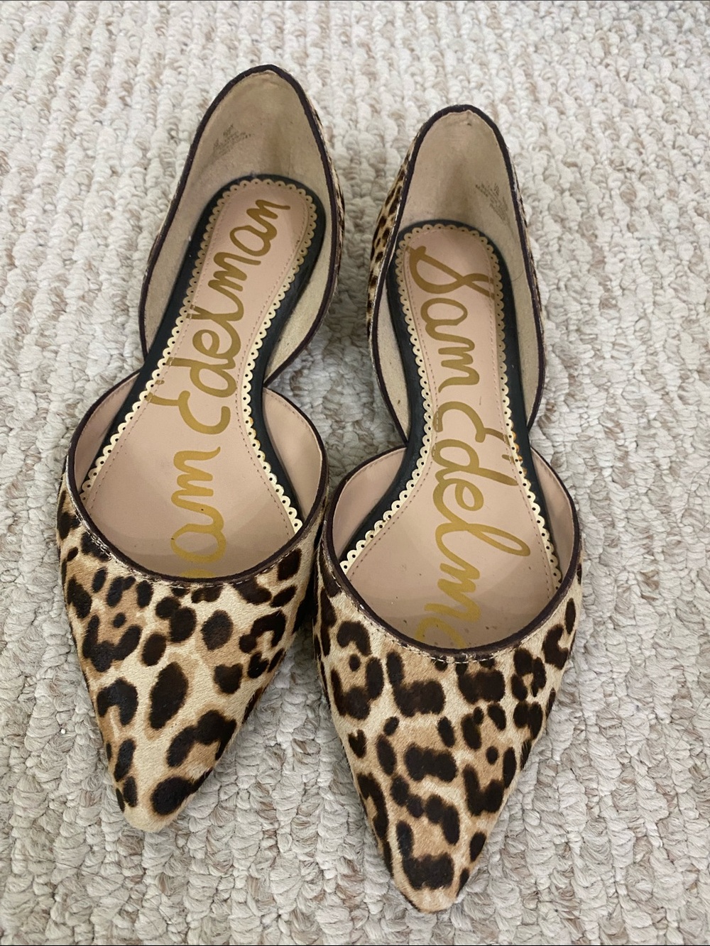 SAM EDELMAN leopard print pointed toe flat